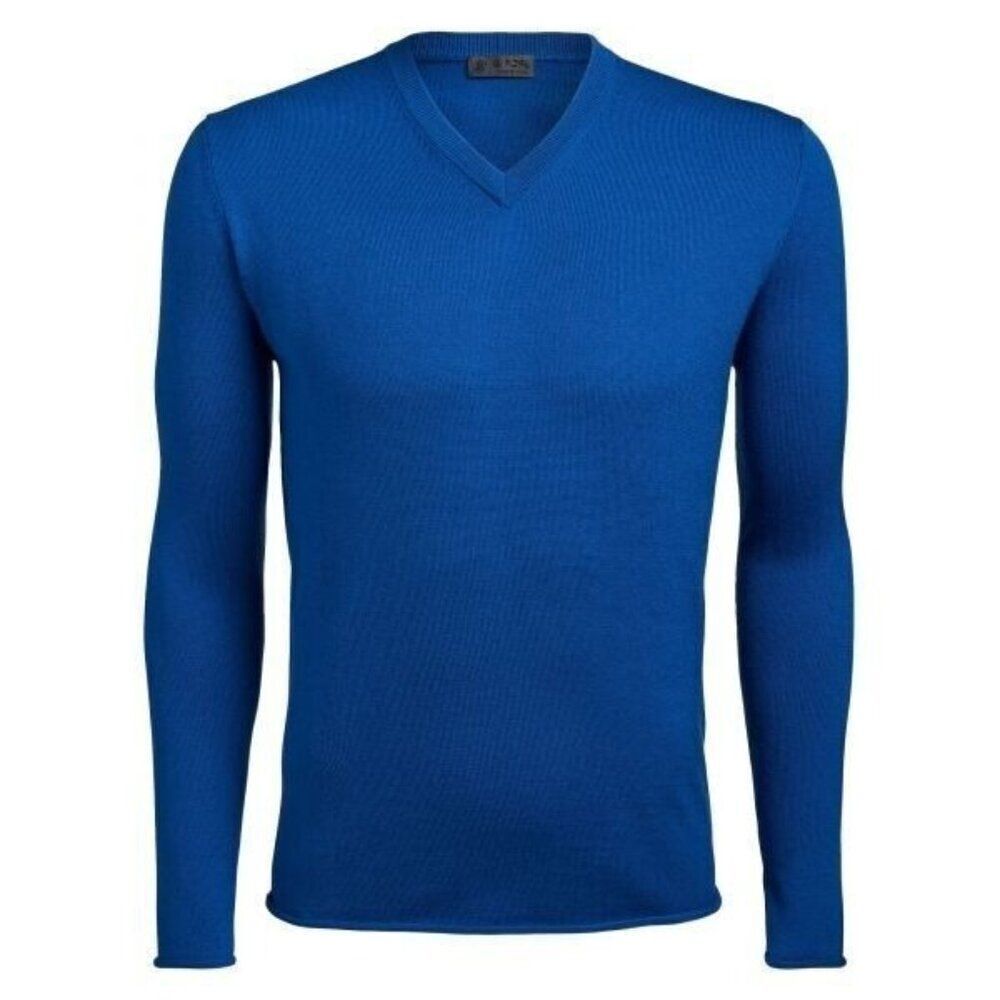 G/FORE Merino Wool V‎ Neck Sweater Mens XL Blue Slim Fit G4MF22S25